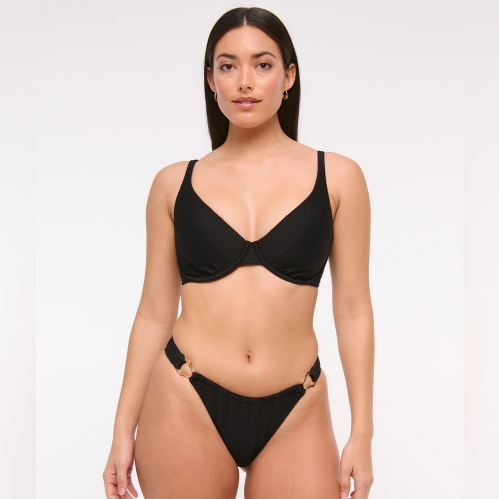 Abercrombie & Fitch Black Hardware High-Leg Cheeky Bikini Bottoms